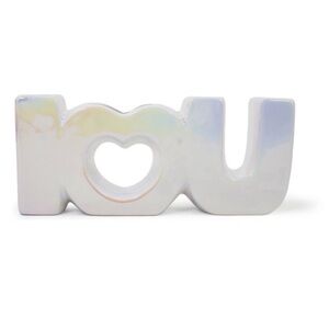 New Target Bullseye Playground White Iridescent Ceramic "I Love You" Vase